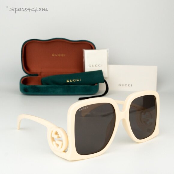 BRAND NEW Gucci GG1326S 009 Ivory Grey Mirror Oversized Square Women Sunglasses - Picture 3 of 8
